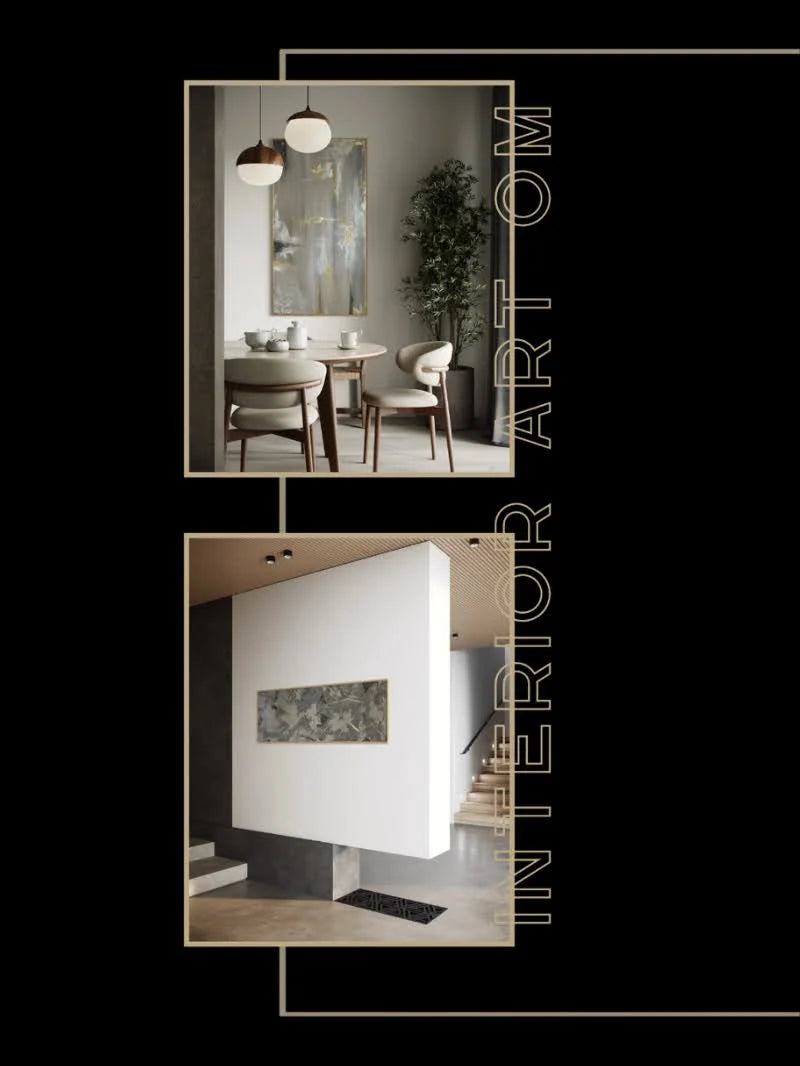 Collage of interior design images with 'Interior Art' branding.